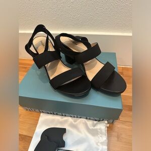 Pashion Footwear Adrianna Sandal in Coal / Black with 3 inch block heel